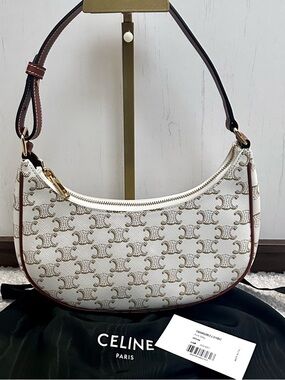 CELINE Triomphe Coated Canvas Ava Shoulder Bag - Neutral